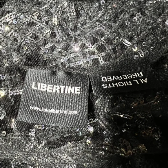 RARE Couture Libertine Embellished Black Sequin Top L - Picture 11 of 13